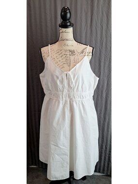 Melrose and Market White Cotton Spaghetti Strap Ruched Waist Sundress/Sz. XL